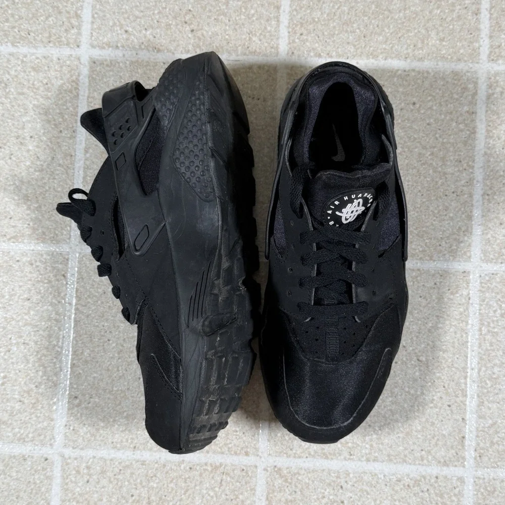 Nike Air Huarache Men's Size 8 Running Shoes Triple Black Sneakers 318429-003